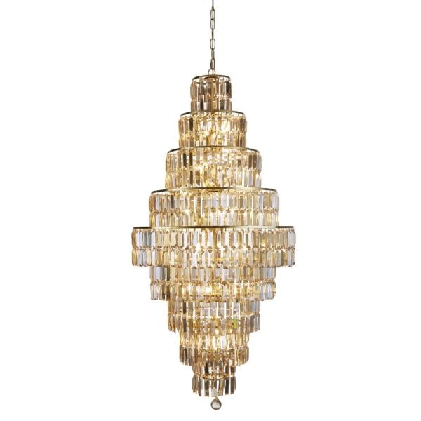 Empire 13 Light Champagne Glass Pendant Light In Satin Brass | Bed Sava