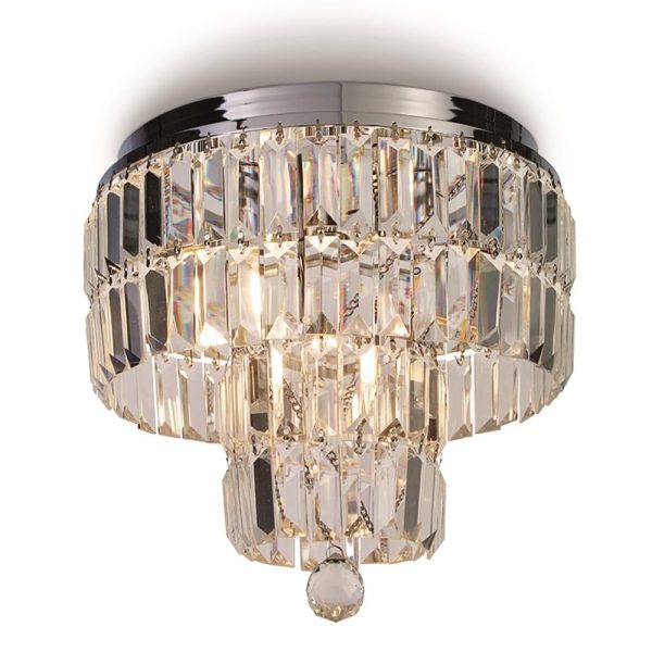 Empire 4 Light Clear Crystal Flush Light In Chrome | Bed Sava