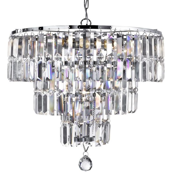 Empire 5 Light Clear Crystal Pendant Light In Chrome | Bed Sava