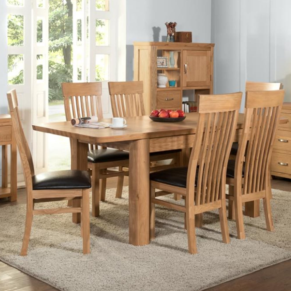 Empire Large Wooden Extending Dining Table With 6 Chairs In Oak