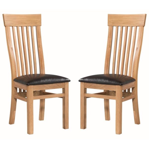 Empire Oak Wooden Dining Chairs In Pair | Bed Sava