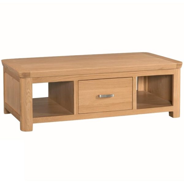 Empire Wooden Coffee Table With 1 Drawer In Oak | Bed Sava