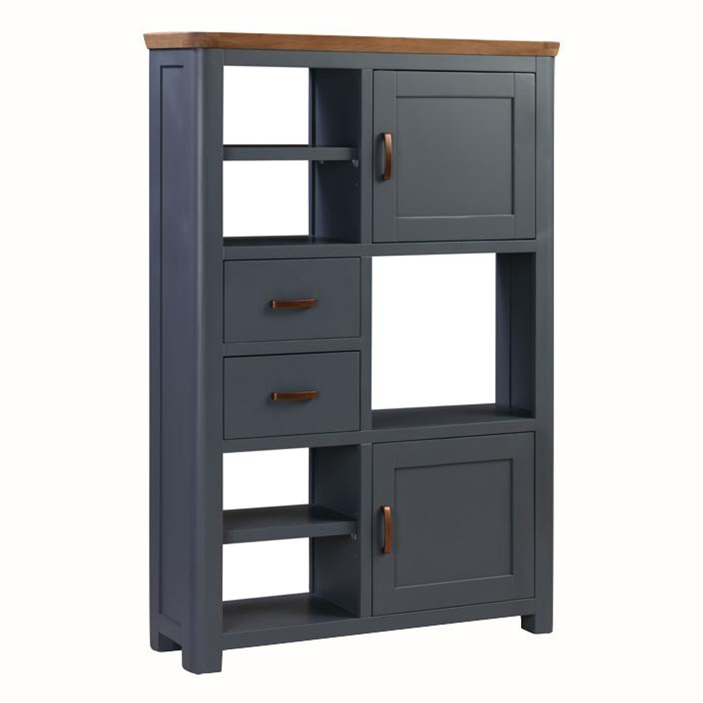 Empire Wooden High Display Cabinet With 2 Doors 2 Drawers In Blue