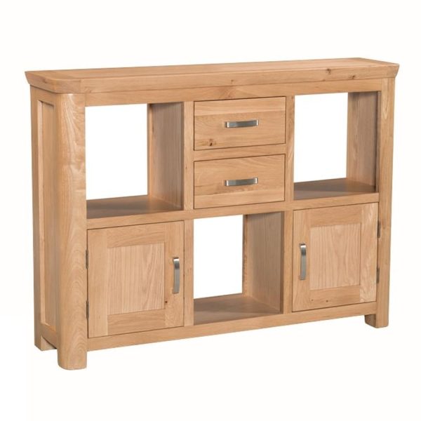 Empire Wooden Low Display Cabinet With 2 Doors 2 Drawers In Oak | Bed Sava