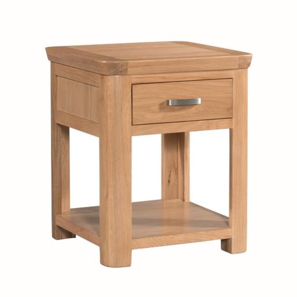 Empire Wooden Square End Table With 1 Drawer In Oak | Bed Sava