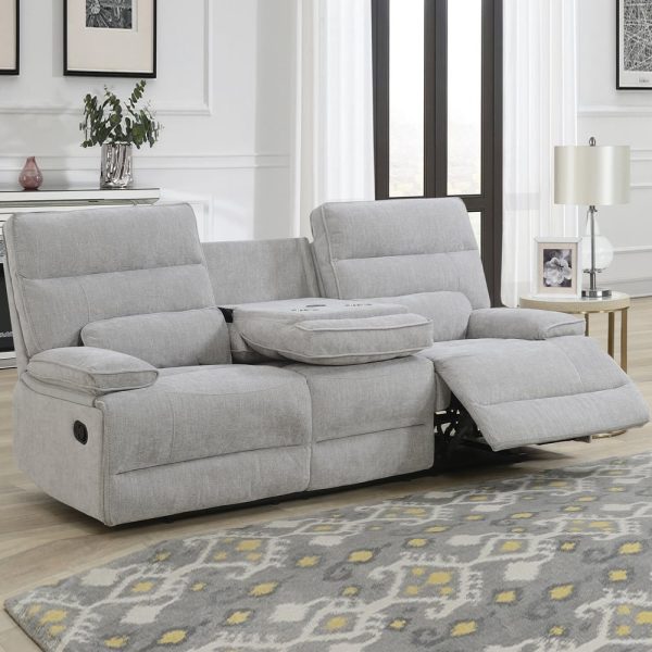Encino Fabric Recliner 3 Seater Sofa In Grey | Bed Sava
