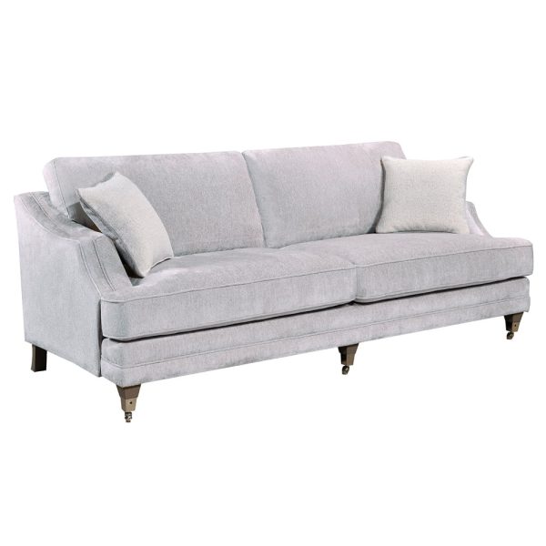 Enmore Fabric 3 Seater Sofa In Silver | Bed Sava