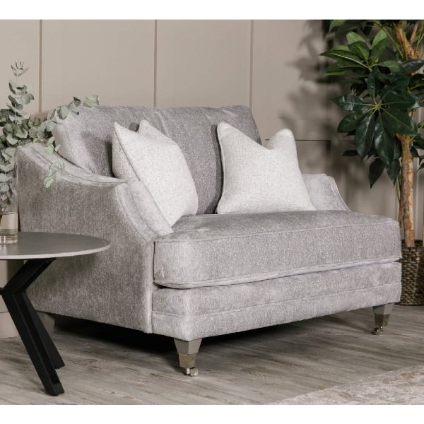 Enmore Velvet 2 Seater Sofa With 2 Scatter Cushions In Silver | Bed Sava