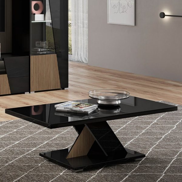 Enna High Gloss Coffee Table Rectangular In Black | Bed Sava