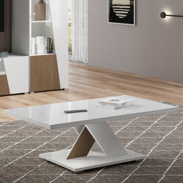 Enna High Gloss Coffee Table Rectangular In White | Bed Sava