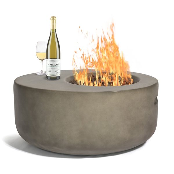 Ennis Faux Stone Burning Fire Pit With Grilling In Dark Grey | Bed Sava