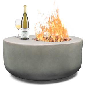 Ennis Faux Stone Burning Fire Pit With Grilling In Light Grey | Bed Sava