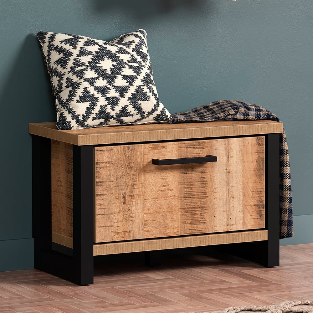 Ennis Wooden Hallway Bench With Storage In Natural