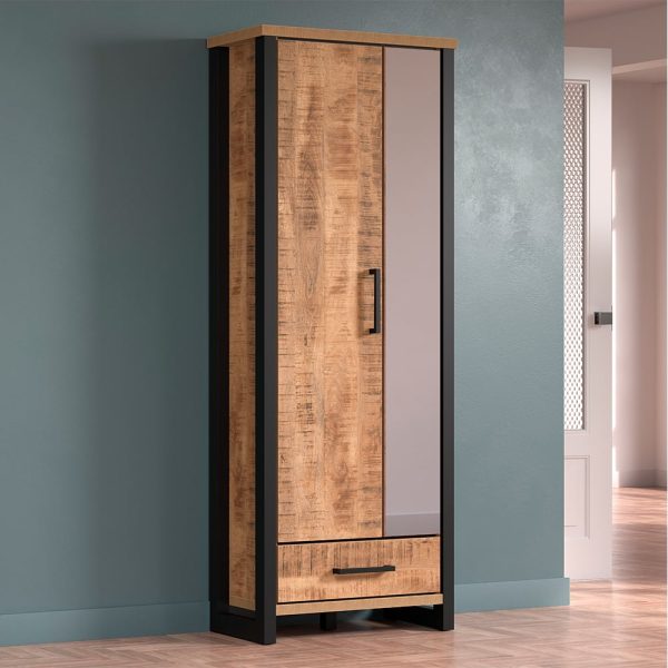 Ennis Wooden Wardrobe With 2 Doors 1 Drawer In Natural | Bed Sava