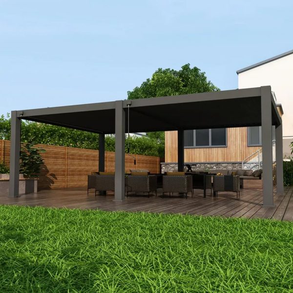 Enoch Large Aluminum Garden Pergola In Black | Bed Sava