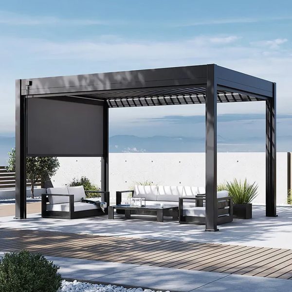 Enoch Small Aluminum Garden Pergola In Black | Bed Sava