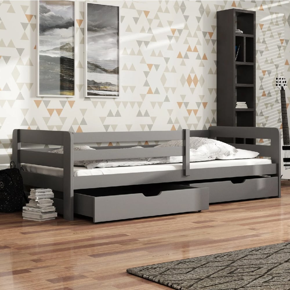 Enoch Wooden Day Bed With Mattress In Graphite