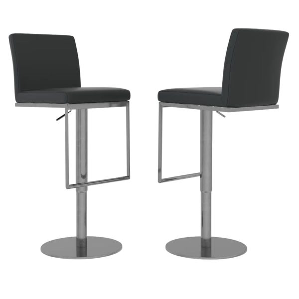 Enzi Black Faux Leather Bar Chairs With Steel Base In Pair | Bed Sava