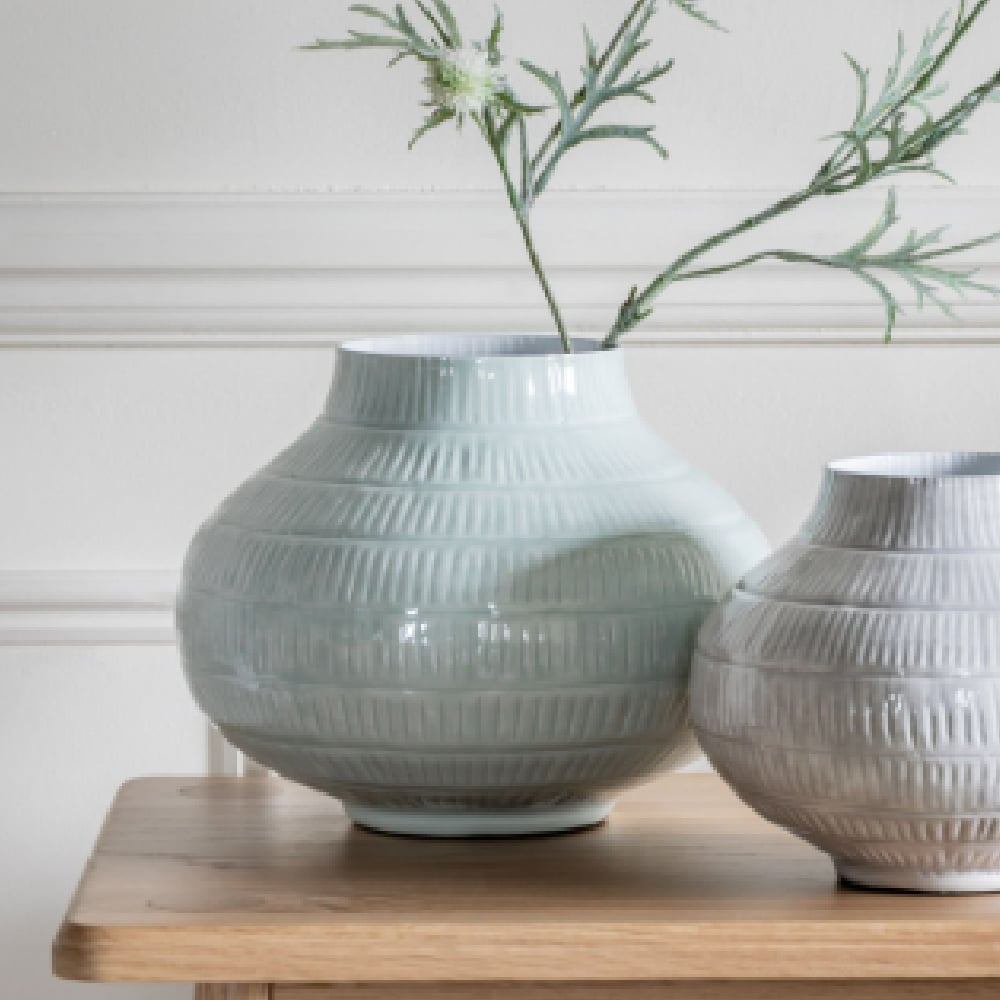 Ephrata Large Iron Textured Pattern Vase In Sage