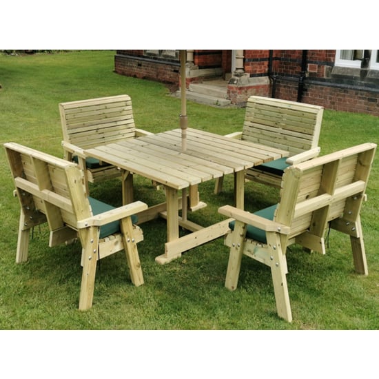 Erog Wooden Garden Dining Table With 4 Benches In Natural
