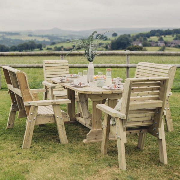 Erog Wooden Garden 6 Seater Dining Set In Natural | Bed Sava
