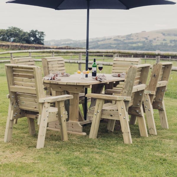 Erog Wooden Garden Dining Table With 6 Chairs In Natural | Bed Sava