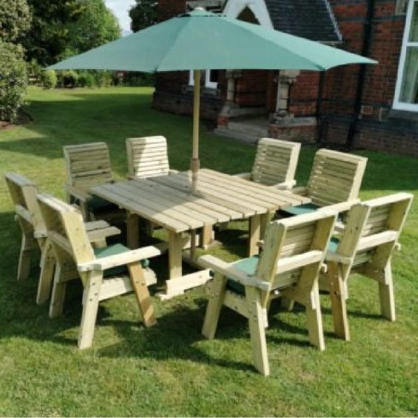 Erog Wooden Garden Dining Table With 8 Chairs In Natural | Bed Sava