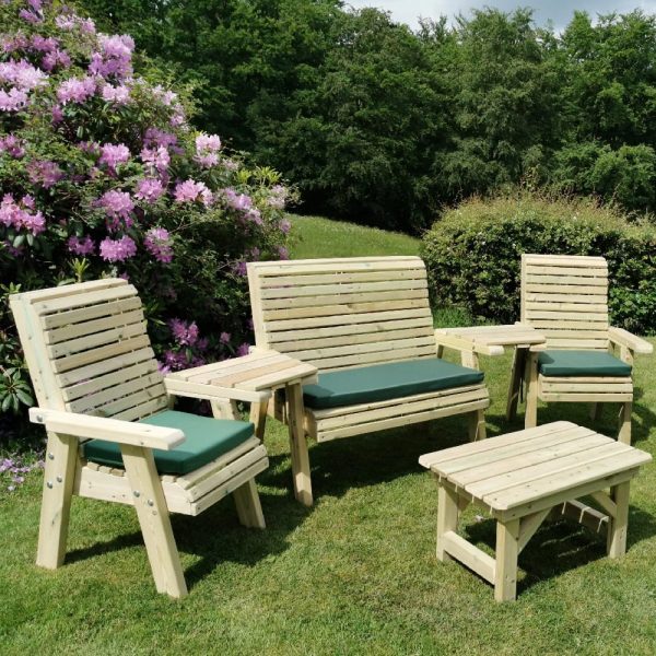 Erog Wooden Garden Multi Seating Set With Coffee Table In Natural | Bed Sava