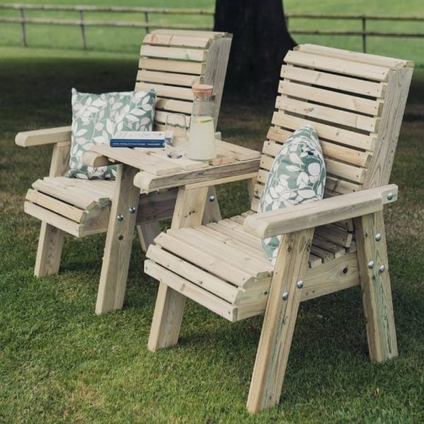 Erog Wooden Garden Straight Love Seat In Natural | Bed Sava