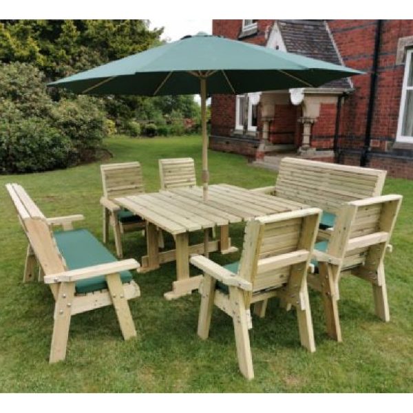 Erog Wooden Square Garden 8 Seater Dining Set In Natural | Bed Sava