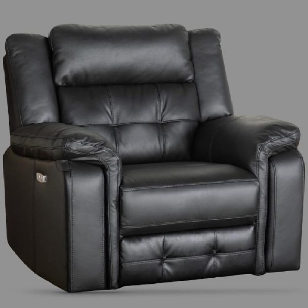 Essen Leather Electric Recliner 1 Seater Sofa In Black | Bed Sava