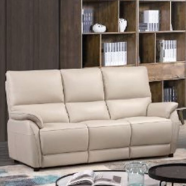 Essex Faux Leather 3 Seater Sofa In Chalk | Bed Sava