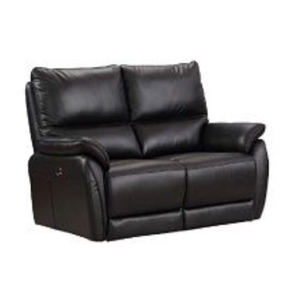 Essex Faux Leather Electric Recliner 2 Seater Sofa In Black | Bed Sava