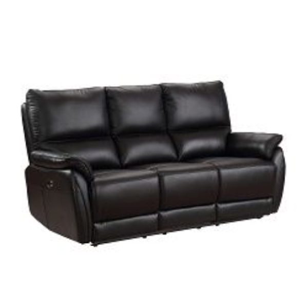 Essex Faux Leather Electric Recliner 3 Seater Sofa In Black | Bed Sava
