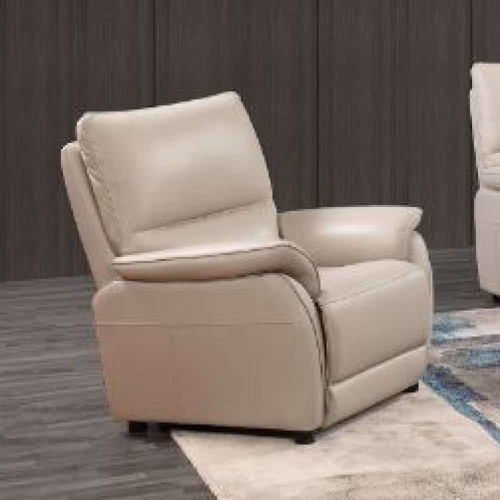 Essex Faux Leather Recliner 1 Seater Sofa In Chalk