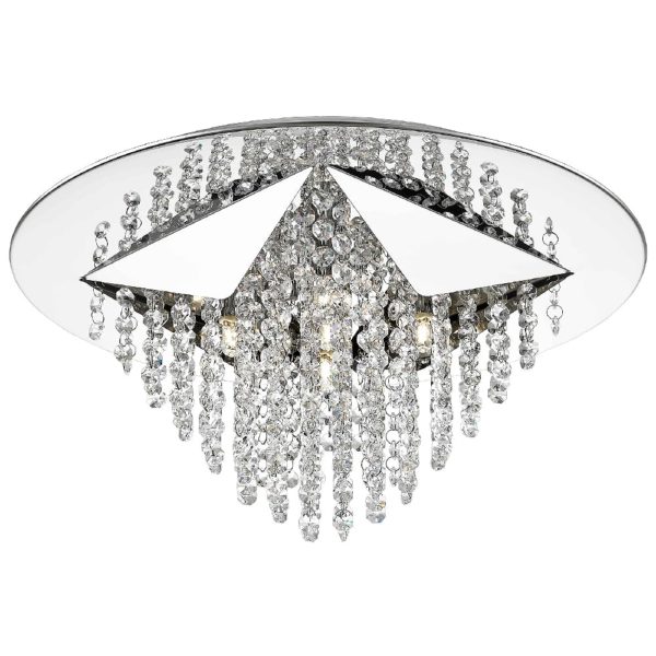 Estela Clear Crystal Droplet Flush Light In Chrome | Bed Sava