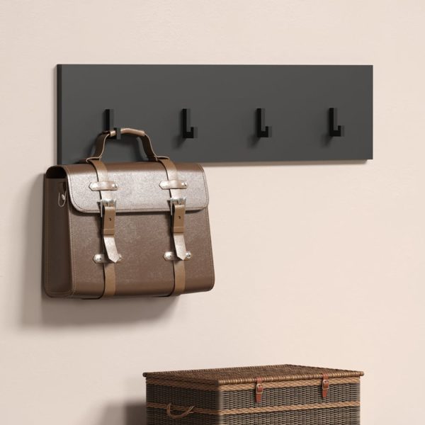 Estero Wooden Wall Coat Hanger Panel In Anthracite | Bed Sava