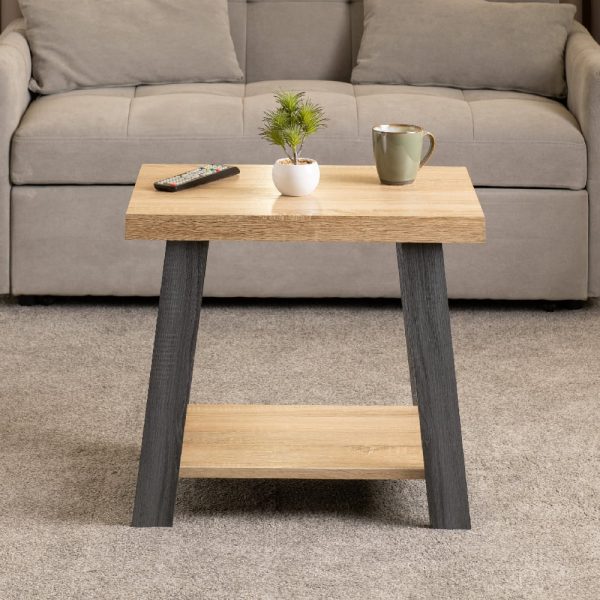 Eureka Wooden Side Table In Grey And Sonoma | Bed Sava