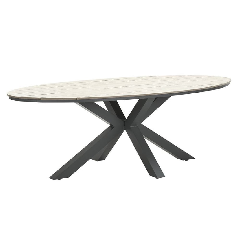Ezra Large Wooden Oval Garden Dining Table In Light Brown