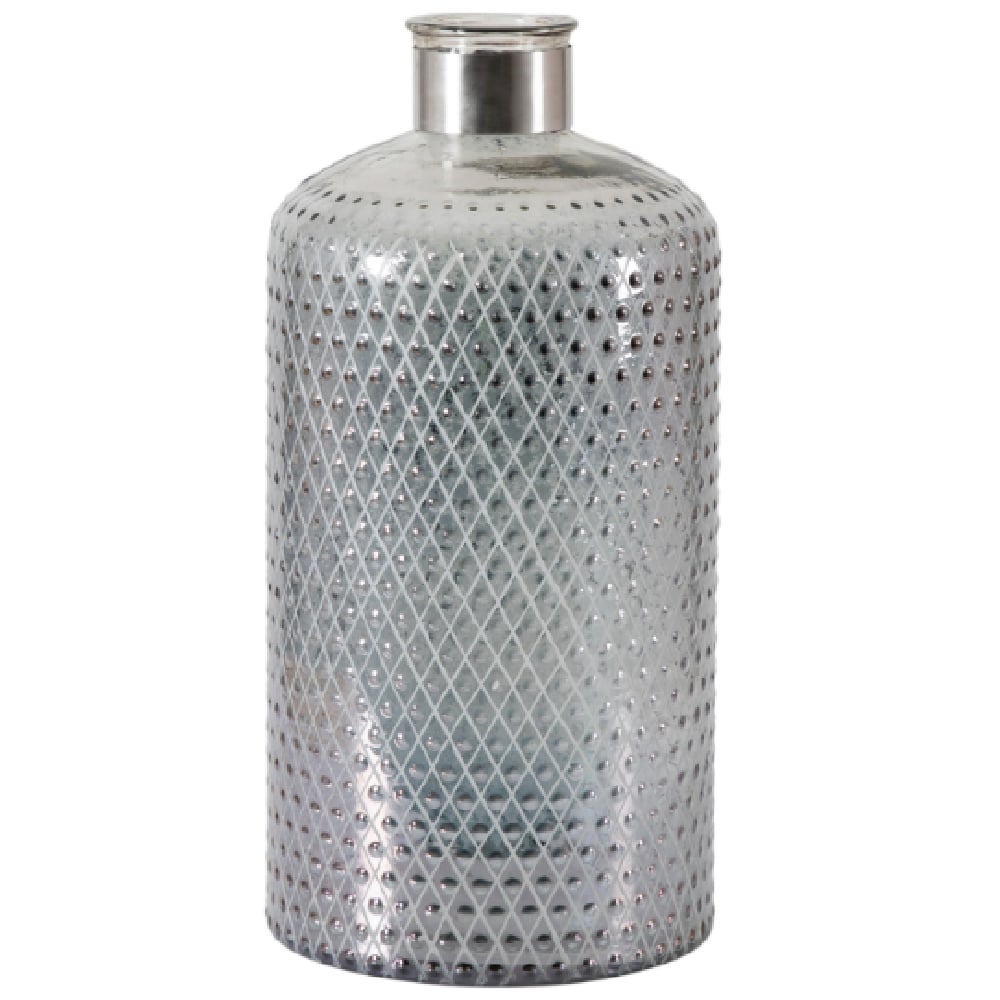 Evanston Large Glass Etched Vase In Grey