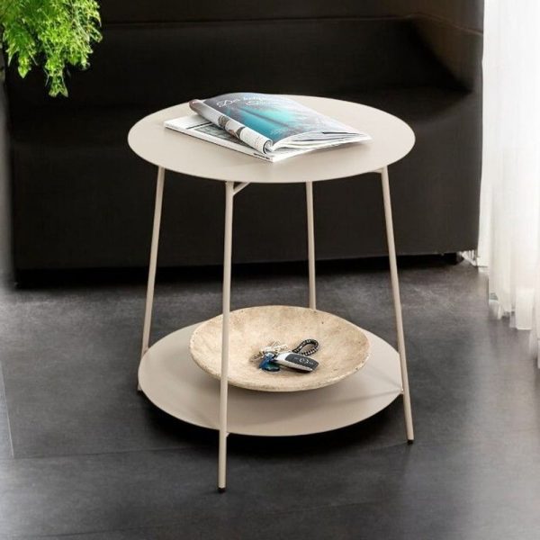 Evanston Large Metal End Table With Undershelf In Grey | Bed Sava