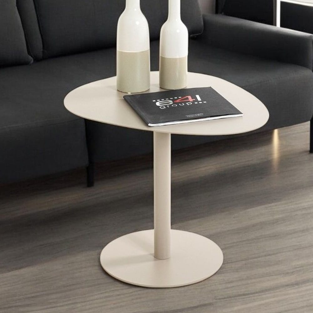 Evanston Triangle Metal End Table In Grey
