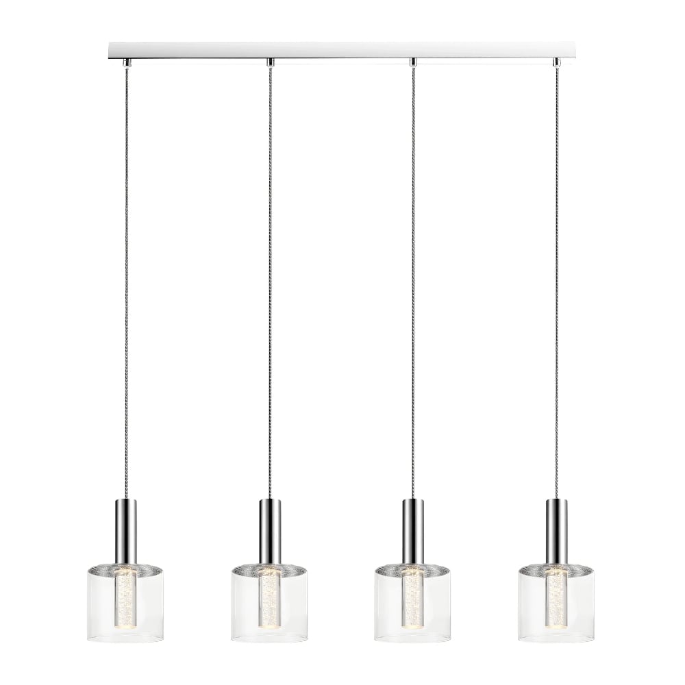 Evita 4 Light Clear Glass Shape Bar Pendant Light In Chrome