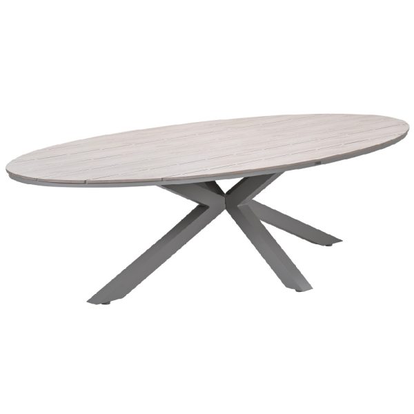 Ezra Large Wooden Oval Garden Dining Table In Taupe | Bed Sava