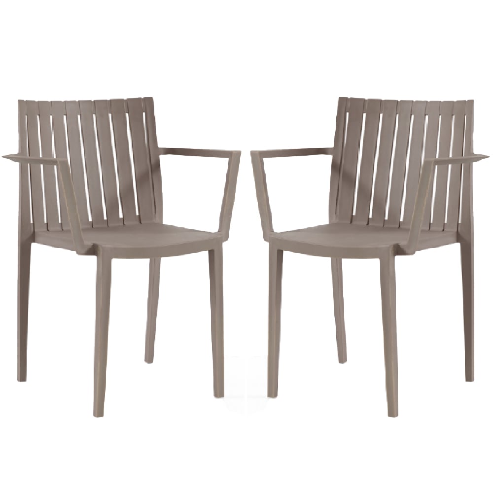 Ezra Taupe Polypropylene Arm Chairs In Pair
