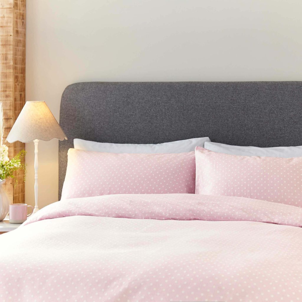 Helena Springfield Brushed Polka Dot Super Kingsize Duvet Cover Set, Pink
