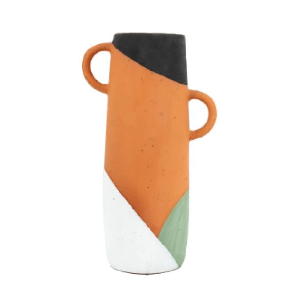 Fairfax Large Terracotta Bold Pattern Vase In Multi coloured | Bed Sava