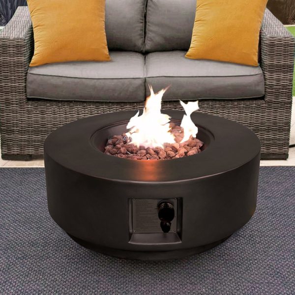 Fairmont Faux Stone Burning Fire Pit With Grilling In Black | Bed Sava