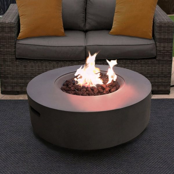 Fairmont Faux Stone Burning Fire Pit With Grilling In Dark Grey | Bed Sava