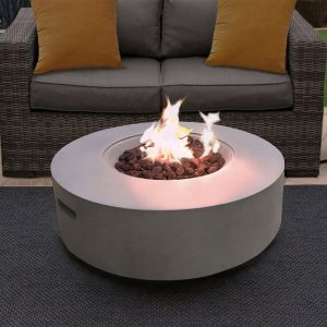 Fairmont Faux Stone Burning Fire Pit With Grilling In Light Grey | Bed Sava